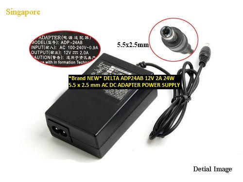 *Brand NEW* DELTA 24W 12V 2A ADP24AB 5.5 x 2.5 mm AC DC ADAPTER POWER SUPPLY - Click Image to Close